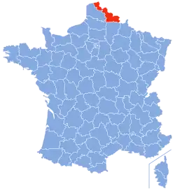 Location of Nord in France