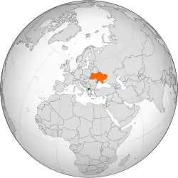 Map indicating locations of North Macedonia and Ukraine