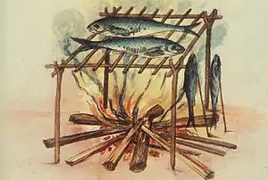 Equipment for curing fish used by the Algonquin