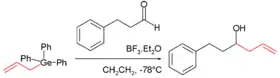 Skeletal chemical structures outlining an additive chemical reaction including an organogermanium compound.