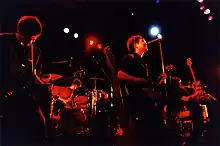 Number Girl performing live in 1998; From left to right: Nakao, Inazawa, Mukai, Tabuchi