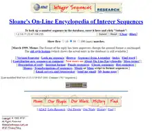 1999 "Integer Sequences" web page