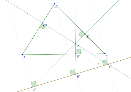 Orthopole of line l