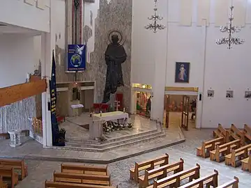 The chancel with the bas-relief