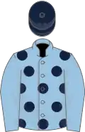 Light Blue, Royal Blue spots, Light Blue sleeves, Royal Blue cap