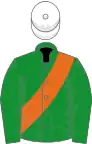 Green, orange sash, white cap