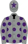 Grey, purple spots, star on cap