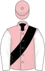 Pink, black sash, white sleeves