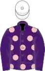 Purple, Pink spots, Purple sleeves, White cap