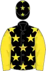 Black, yellow stars, yellow sleeves