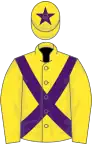 Yellow, purple cross-belts and star on cap