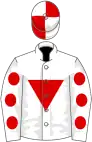 White, Red inverted triangle, White sleeves, Red spots, quartered cap