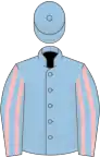 Light blue, pink striped sleeves