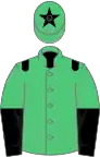 Emerald green, black epaulettes, halved sleeves, black star on cap