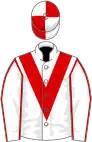 White, Red chevron, White sleeves, Red seams, quartered cap