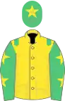 Yellow, emerald green epaulets, emerald green sleeves, yellow stars, emerald green cap, yellow star