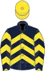 Dark blue, yellow chevrons and cap