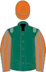 Dark Green, Grey epaulets, Orange and Grey striped sleeves, Orange cap