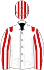 White, Red epaulets, striped sleeves and cap