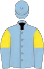 Light blue, yellow and light blue halved sleeves