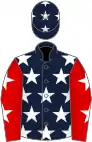 Dark blue, white stars, red sleeves, white stars