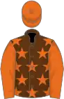 Brown, orange stars, sleeves and cap