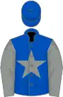 Royal blue, grey star and sleeves