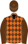 Brown and orange diamonds, brown sleeves and cap