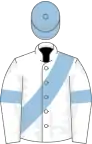 White, light blue sash, armlets and cap