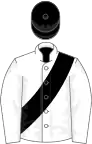 White, black sash, black cap