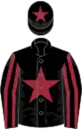 Black, maroon star, striped sleeves and star on cap