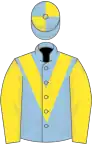 Light blue, yellow chevron and sleeves, quartered cap