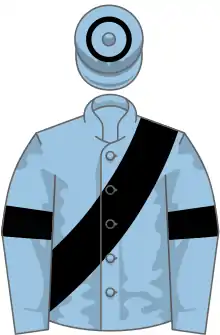 Light blue, black sash, armlets and hoop on cap