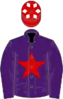 Purple, red star, red cap, white diamonds