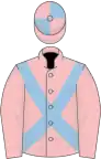 Pink, light blue cross sashes, quartered cap