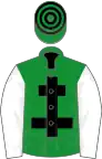 Green, black cross of lorraine, hooped cap, white sleeves