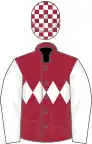 Maroon, white triple diamond, white sleeves, checked cap