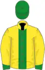 Yellow, Green stripe, Yellow sleeves, Green collar, cuffs and cap