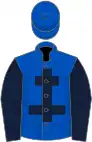 Royal blue, dark blue cross of lorraine and sleeves, royal blue cap