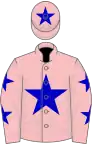 Pink, blue star, stars on sleeves and star on cap