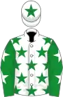 White, green stars, green sleeves, white stars, white cap, green star