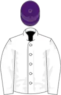 White, purple cap