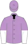 Mauve, mauve and white halved sleeves