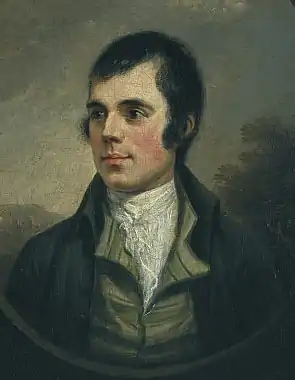 The portrait of Burns,  by Alexander Nasmyth, 1787 (detail)