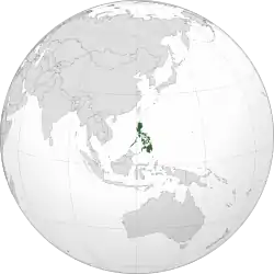 Location of the Philippines in Southeast Asia.