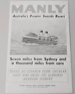 An advertisement for the Port Jackson & Manly Steamship Company circa 1940