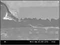 Magnified view of cross section of BGA pad and solder ball. Dielectric has cracked and the pad has started to lift, eventually creating pad cratering.