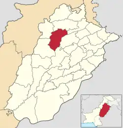 Map of Punjab with Khushab highlighted