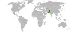 Map indicating locations of Pakistan and Uzbekistan