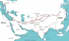 Map of the Silk Road, from China to Europe